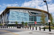 When the Fiserv Forum arena was built in Milwaukee, the project included job and union representation guarantees for workers who would be employed there. Photo by Erik Gunn/Wisconsin Examiner.