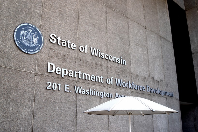 Outside the State of Wisconsin Department of Workforce Development building in Downtown Madison. Steven Potter/WPR