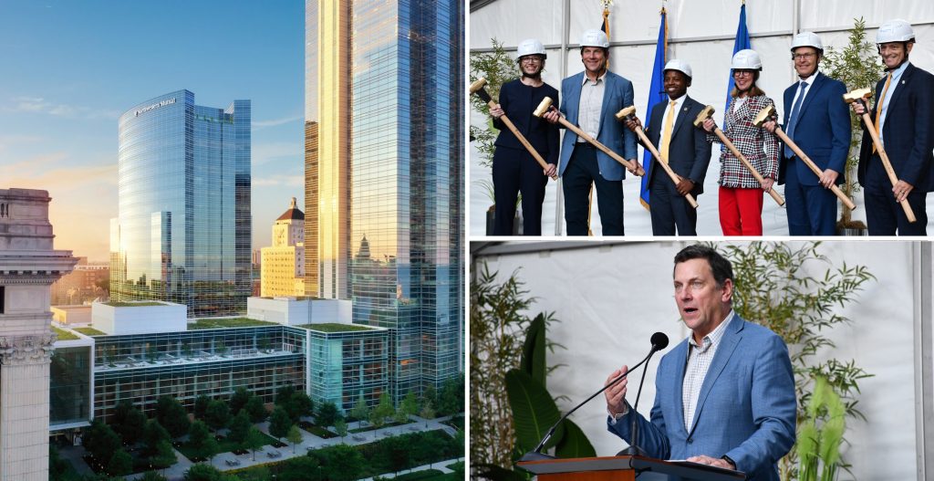 Northwestern Mutual North Office Building rendering (left), grounding photo (top right), CEO John Schlifske (bottom right). Rendering by Pickard Chilton, photos by Jeramey Jannene.