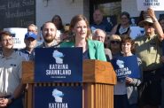 Rep. Katrina Shankland, D-Stevens Point, announces her candidacy for the 3rd Congressional District, Oct. 3, 2023. Rob Mentzer/WPR