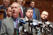 Assembly Speaker Robin Vos, R-Rochester, speaks at a press conference on June 8, 2023 about a deal on a bill to fund local governments in Wisconsin. Shawn Johnson/WPR