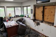 Wisconsin Family Action's offices in Madison sustained damage after a firebombing in May 2022. Shawn Johnson/WPR