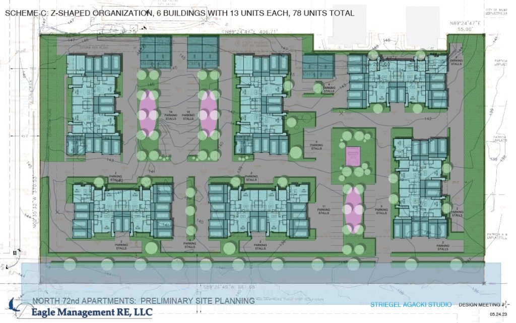 Site plan for 8400 N. 72nd St. Image by Striegel-Agacki Studio.