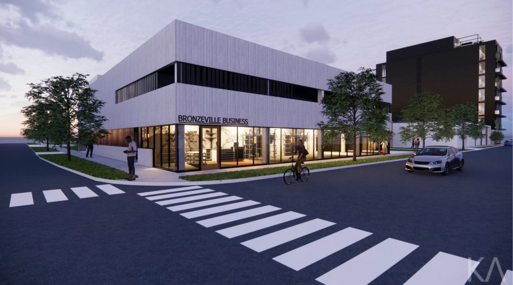 Proposed parking structure at N. William Finlayson St. and W. Walnut St. Rendering by Korb + Associates Architects.