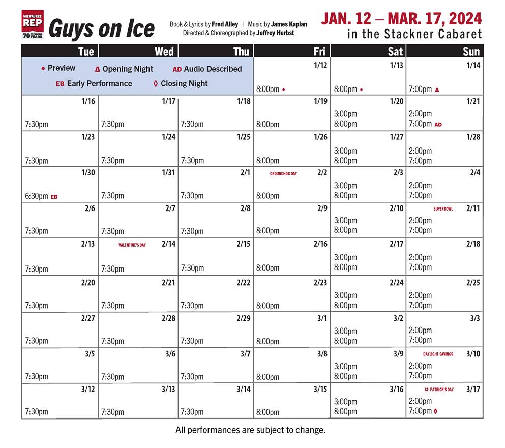 Milwaukee Repertory Theater Presents Guys on Ice January 12 March 17