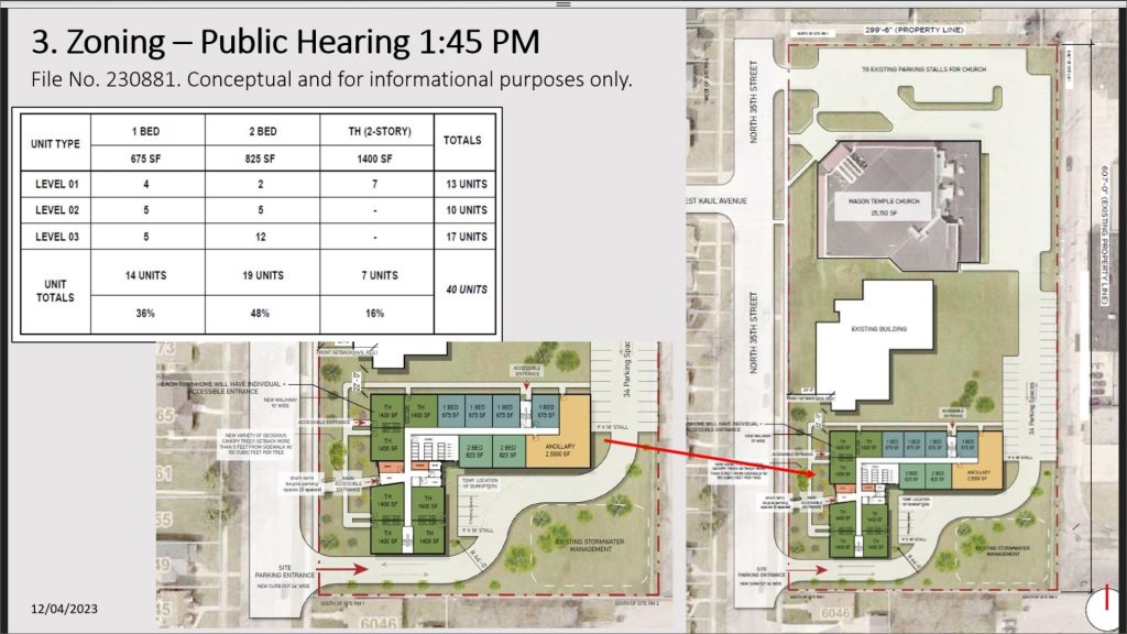 Trinity Development Partners apartment building site. Image presented at City Plan Commission hearing.