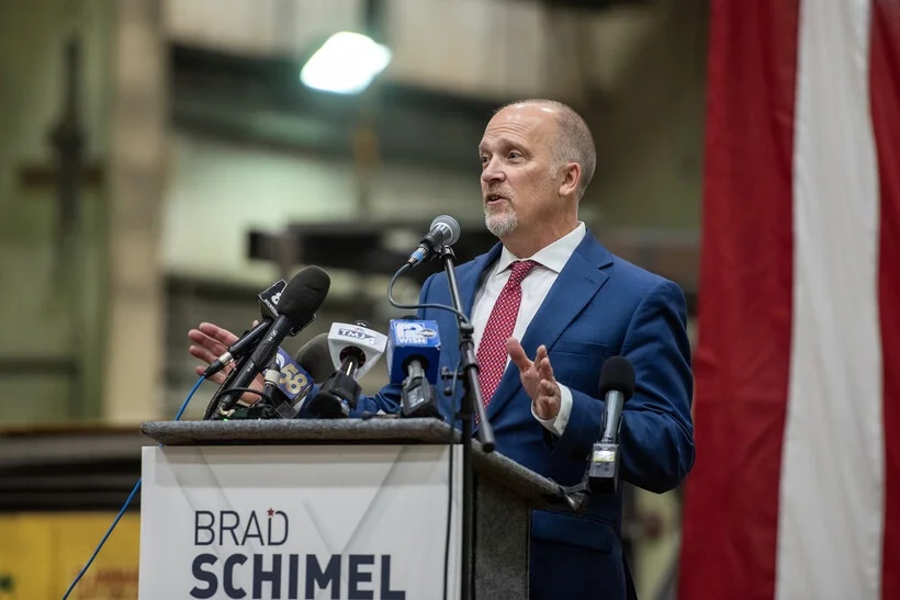 Brad Schimel announces his run for Wisconsin State Supreme Court on Thursday, Nov. 30, 2023, in Waukesha, Wisconsin. Angela Major/WPR
