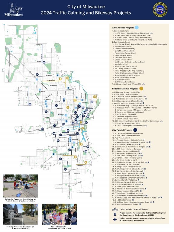 2024 traffic calming project map. Image from the Department of Public Works.