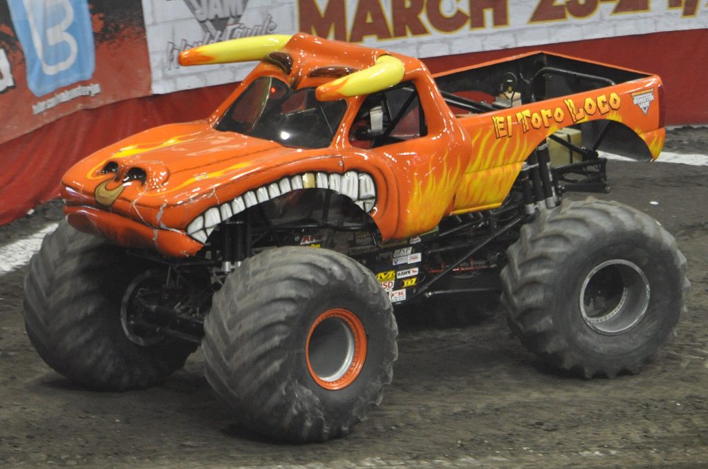 El Toro Loco monster truck in 2012 Monster Jam. Photo by b0jangles, CC BY 2.0 <https://creativecommons.org/licenses/by/2.0>, via Wikimedia Commons