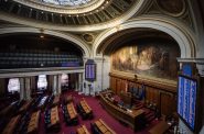 The Wisconsin Assembly Chambers has an abundance of artistic detail maintained by decorative painters and conservation technicians Thursday, Dec. 14, 2023, at the Wisconsin State Capitol in Madison, Wis. Angela Major/WPR