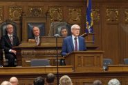 Wisconsin Gov. Tony Evers address the Legislature in his 2024 State of the State message. (Baylor Spears | Wisconsin Examiner)