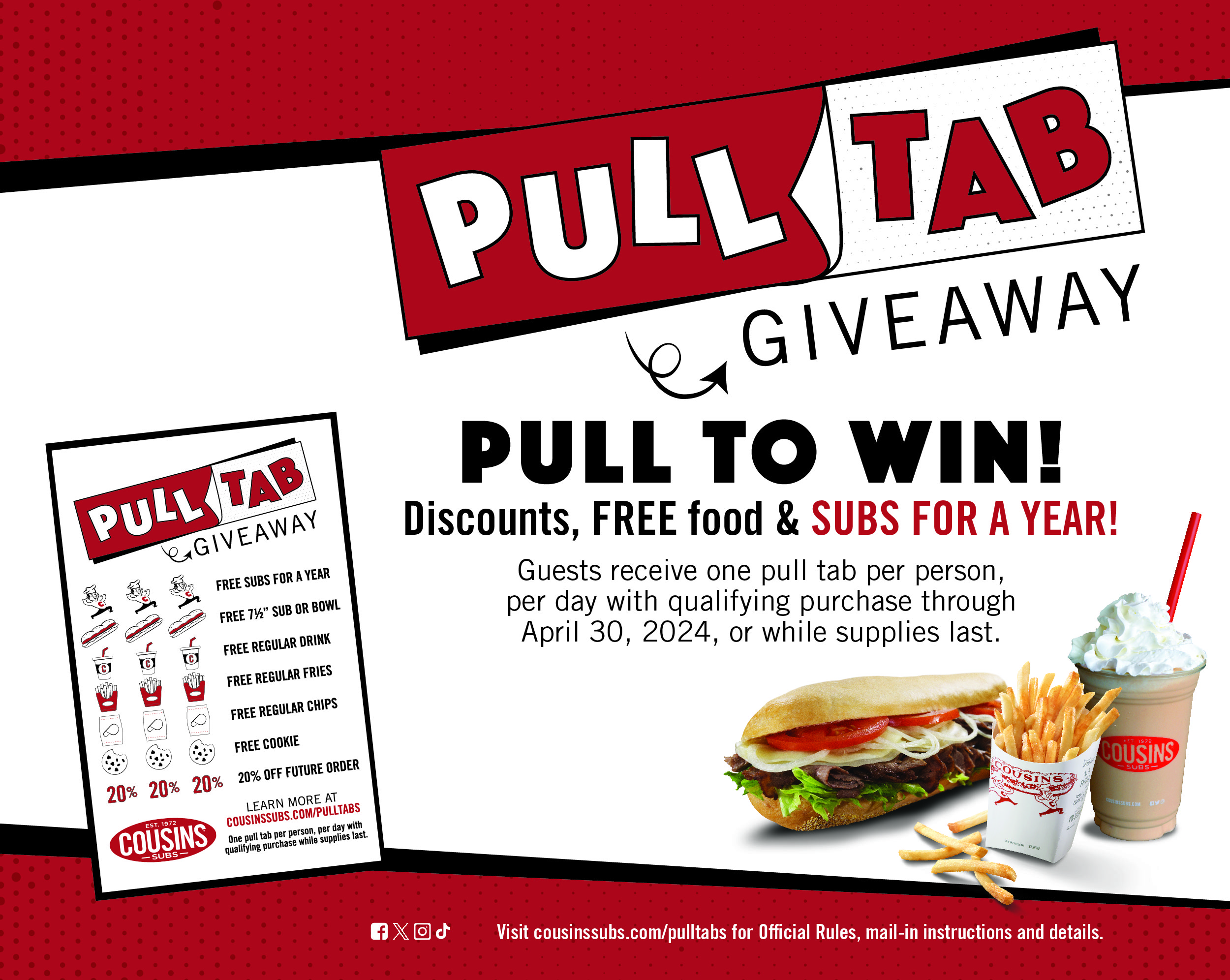 Cousins Subs® Launches New Pull Tab Promotion