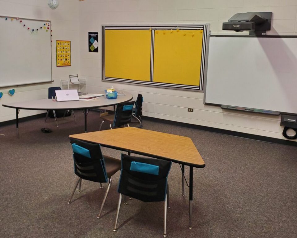 Streck's son's classroom that the seclusion room was attached to. She noted it's bareness and that it had no windows. (Photo courtesy Stephanie Streck)