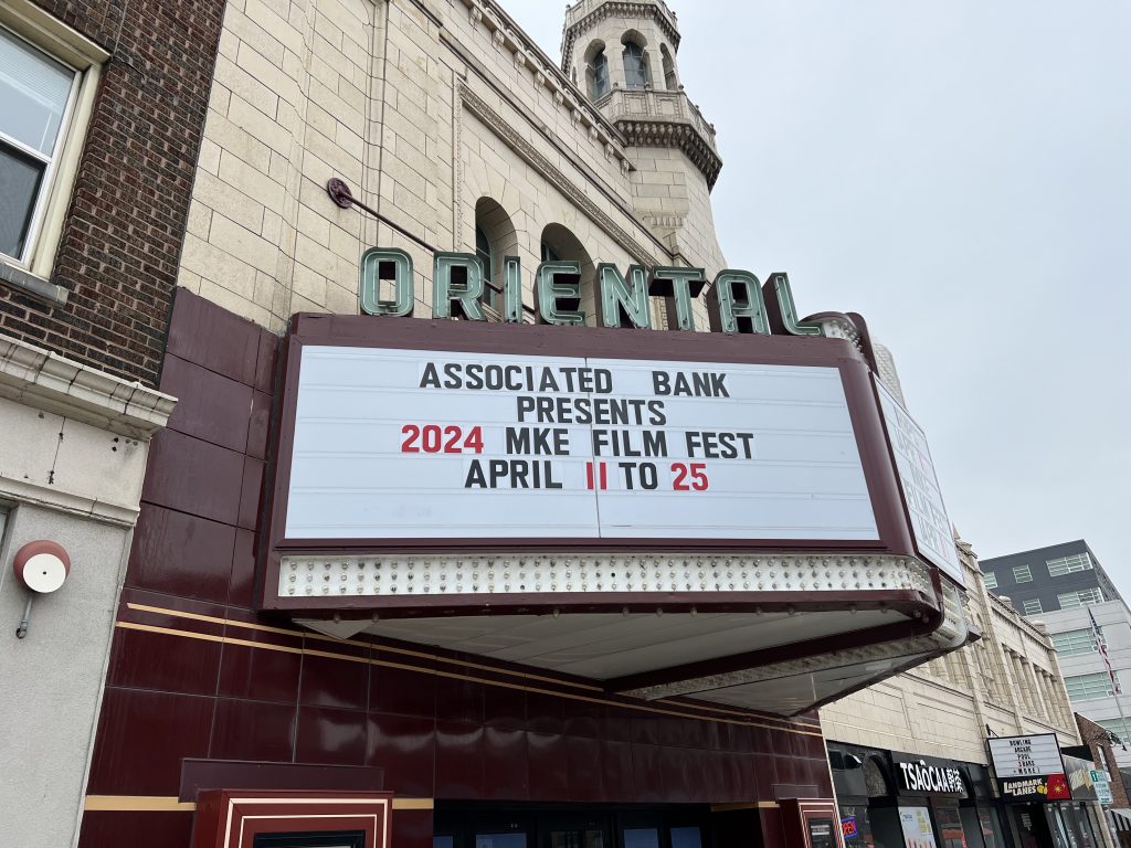 The Oriental Theatre marquee for the 2024 Milwaukee Film Festival. Photo by Jeramey Jannene.