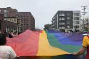 Rainbow flag at the 2019 Pride Parade. Photo taken June 10, 2019 by Jeramey Jannene.