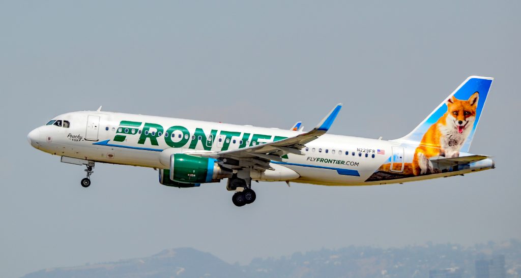 Frontier Airlines A320. Photo by Tomás Del Coro from Las Vegas, Nevada, USA, licensed under CC BY-SA 2.0