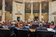 The session showcased the deep partisan divide, with debate lasting over three hours and becoming increasingly intense when Republicans sought to end discussion and Democrats protested the move. (Baylor Spears | Wisconsin Examiner)