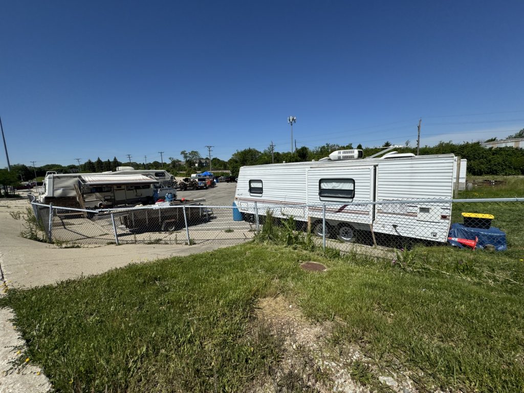 Trailers can be seen here at the Holt Avenue Park and Ride in Milwaukee on June 12, 2024. Evan Casey/WPR