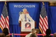 Republican U.S. Sen. Ron Johnson addresses Wisconsin Republicans at the RNC in Milwaukee on June 15, 2024. Rich Kremer/WPR