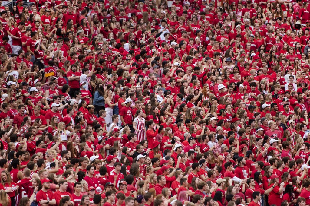 Wisconsin students attend the Badgers’ game against Penn State on Saturday, Sept. 4, 2021, at Camp Randall Stadium in Madison, Wis. Angela Major/WPR