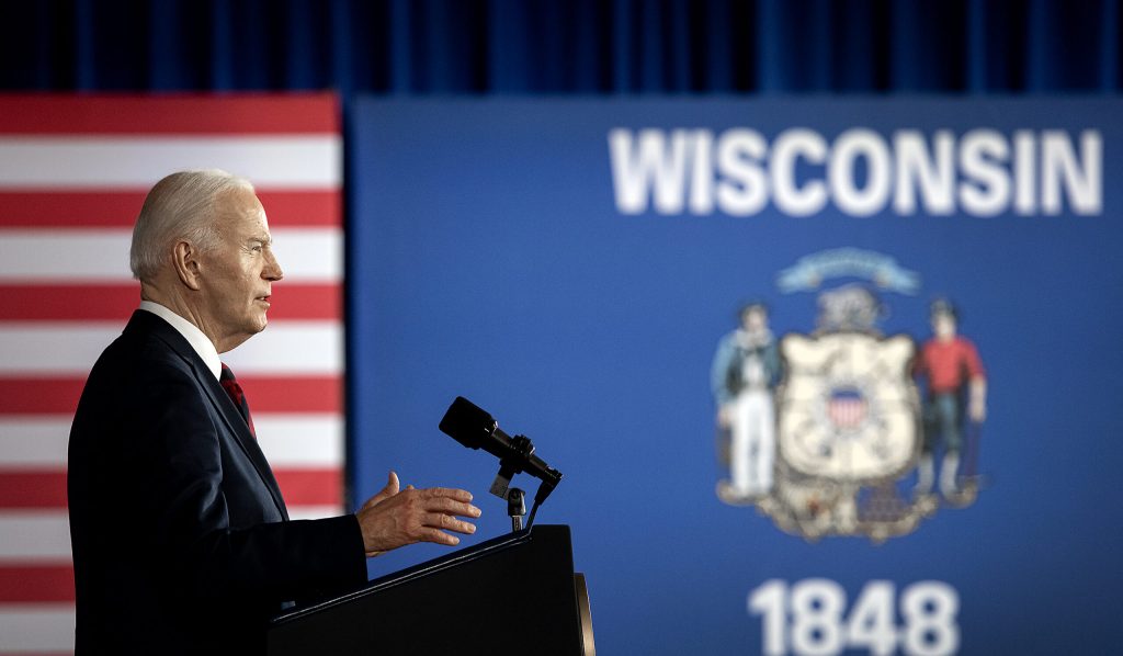 President Joe Biden speaks Wednesday, March 13, 2024, at the Pieper-Hillside Boys & Girls Club in Milwaukee, Wis. Angela Major/WPR