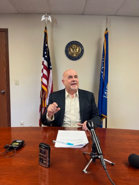  U.S. Rep. Mark Pocan speaks to the press in his district office in Madison, Wisconsin | Wisconsin Examiner photo