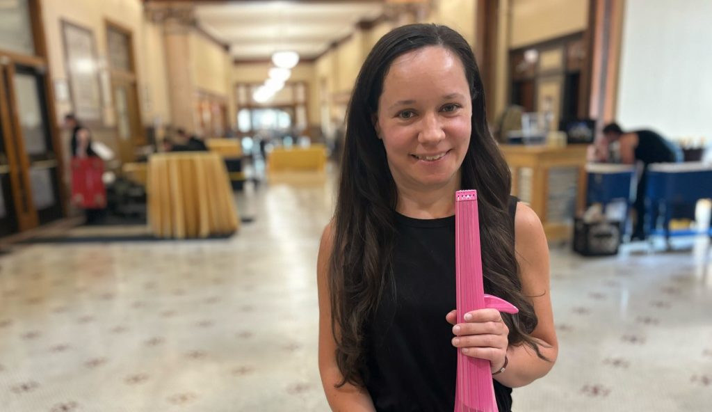 Ashley Rewolinski is a professional musician who has been performing at RNC events for the past year. On July 15, the beginning night of the RNC, she was performing at Milwaukee City Hall. Mackenzie Krumme/WPR