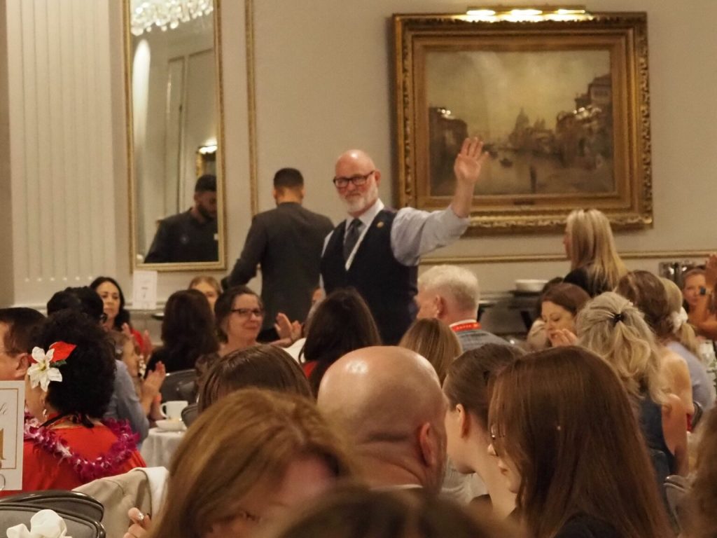 U.S. Rep. Derrick Van Orden at the National Federation of Republican Women’s luncheon at The Pfister Hotel in Milwaukee, Wisconsin, on Tuesday, June 16, 2024. Van Orden has been accused of shoving past a woman in line for the event outside the hotel, and has accused her of assaulting him. (Ashley Murray | States Newsroom)