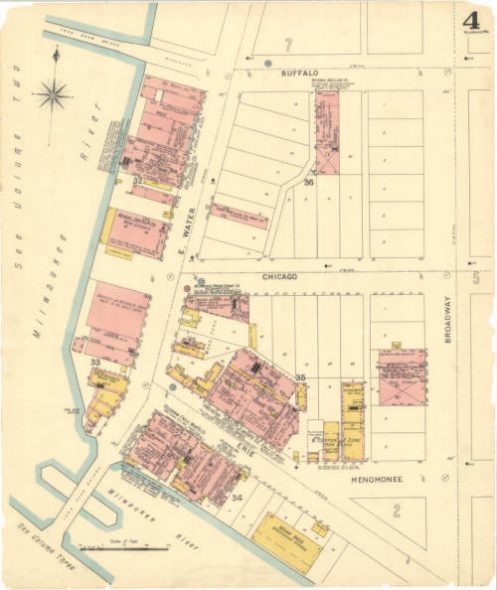 Milwaukee 1894, vol. 1, sheet 004 - Digital Sanborn Maps of Milwaukee, 1894 and 1910 UWM Libraries Digital Collections.
