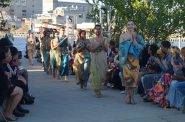 Models wearing Native Nations designs of Sabrina Lombardo walk the runway during Indigenous Elegance at Harbor View Plaza on June 14, 2024. Sponsored by a grant by Joy Engine and organized by the nonprofit Harbor District, Inc., it was the first ever fashion runway event by the water anywhere in Milwaukee. Photo by Michael Timm.