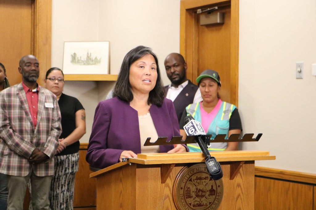 Julie Su at City Hall on Aug. 14, 2024. Photo by Sophie Bolich.