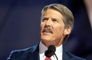 Senate Candidate Eric Hovde speaks during the second day of the RNC on Tuesday, July 16, 2024, at the Fiserv Forum in Milwaukee, Wis. Angela Major/WPR