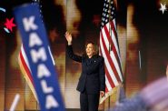 Democratic Presidential Nominee Kamala Harris addresses the DNC on Thursday, Aug. 22, 2024, at the United Center in Chicago, Ill. Angela Major/WPR