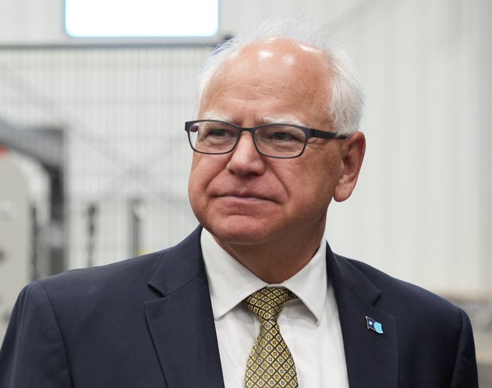 Governor Tim Walz at a Bemijidi, MN steel plant. Photo from Minnesota Governor's Office is in the public domain.