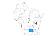 Dane County, colored blue, is the fastest-growing county in Wisconsin.