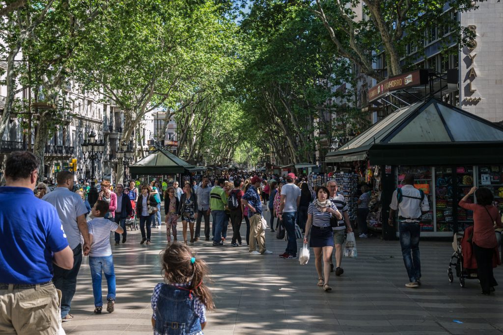 La Rambla, Barcelona, Spain. Photo by Domenico Convertini., (CC BY-SA 2.0) https://creativecommons.org/licenses/by-sa/2.0/