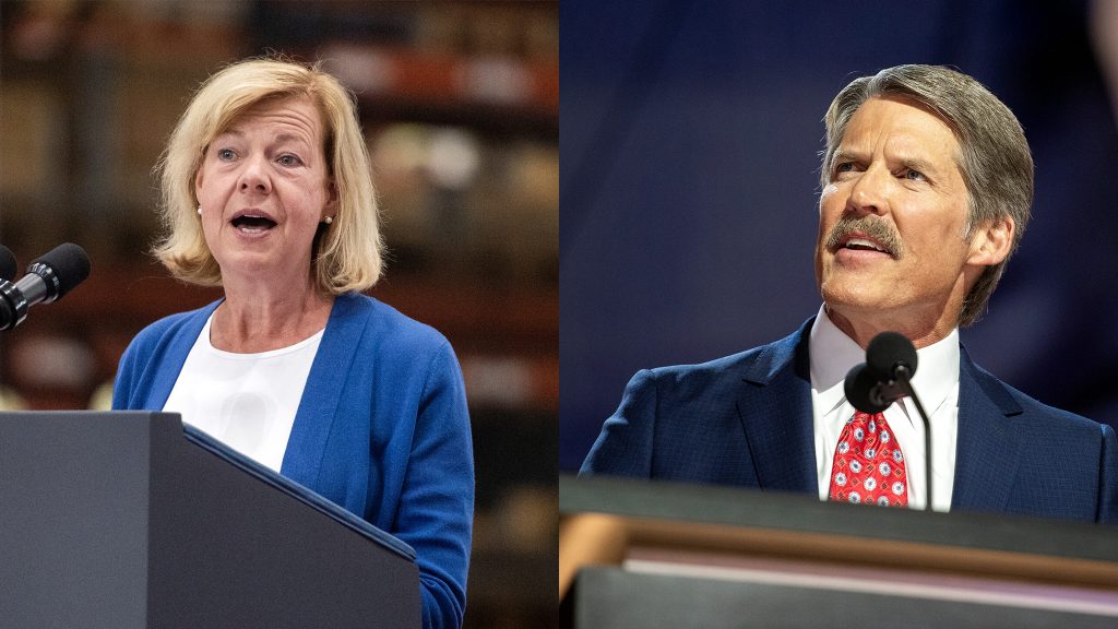 U.S. Sen. Tammy Baldwin and Republican U.S. Senate candidate Eric Hovde. Photos by Angela Major/WPR