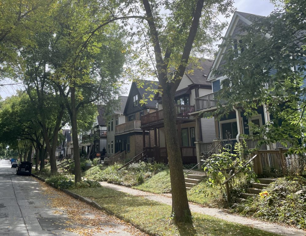 A block of 100+ year-old houses on Bremen St in Milwaukee. Nick Rommel/WPR