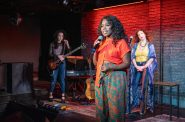 Milwaukee Repertory Theater presents Women of Rock in the Stackner Cabaret, September 6 – November 3, 2024. Pictured: Katrien Van Riel, Paris Bennett and Bridget Barkan. Photo by Mark Fronha.