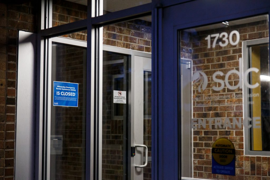 The Social Development Commission's main office sits empty in Milwaukee on the evening of June 28, 2024. The long-troubled agency in April abruptly shut down and laid off its entire staff, creating new holes in Milwaukee’s safety net. (Julius Shieh / Wisconsin Watch)