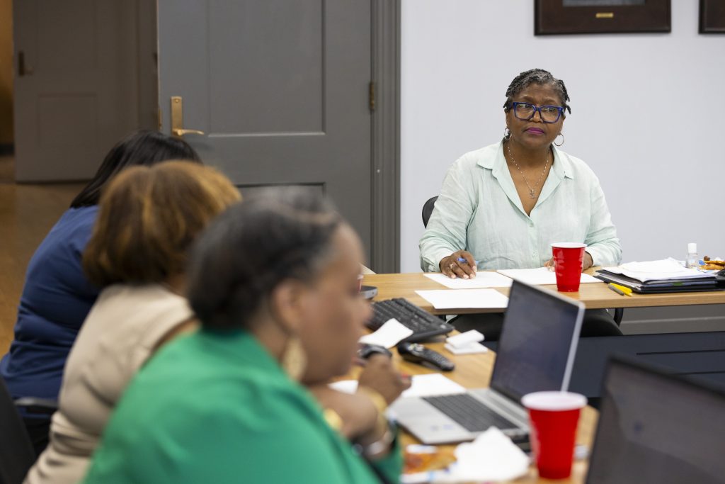 Barbara Toles, who chairs the Social Development Commission’s Board of Commissioners, presides over a board meeting at Port Milwaukee on Sept. 11, 2024. SDC’s latest trouble came from trying to continue programs it couldn’t afford after budget cuts, she says. (Joe Timmerman / Wisconsin Watch)