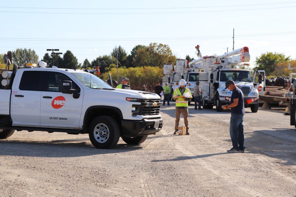 A We Energies crew prepares to head for Florida Wednesday, Oct. 9, 2024. Crews are assisting in restoring power after Hurricane Milton knocked out electricity for millions. Photo courtesy of We Energies