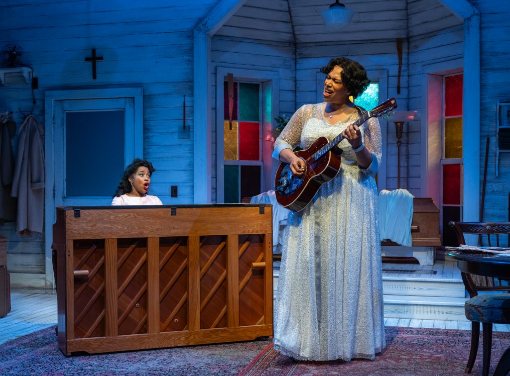 Milwaukee Repertory Theater presents Marie and Rosetta in the Stiemke Studio, October 22 – December 15, 2024. Pictured: Alexis J Roston, Bethany Thomas. Photo by Michael Brosilow.