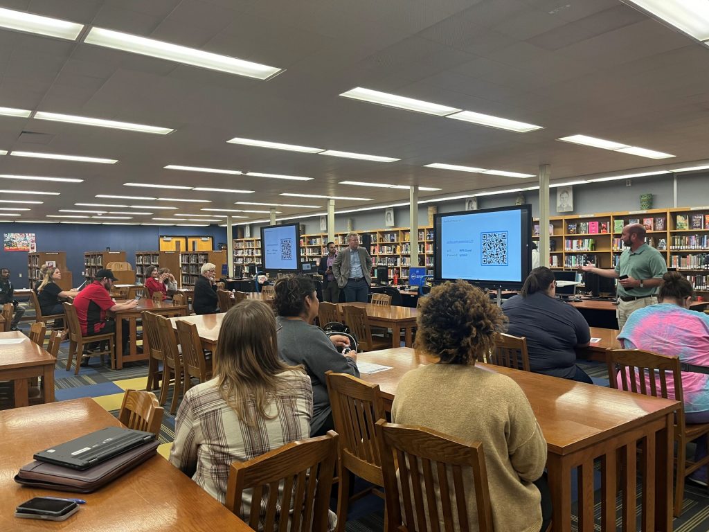 Community members gather at Hamilton High School to hear about the MPS Facilities Plan. Corrinne Hess/WPR