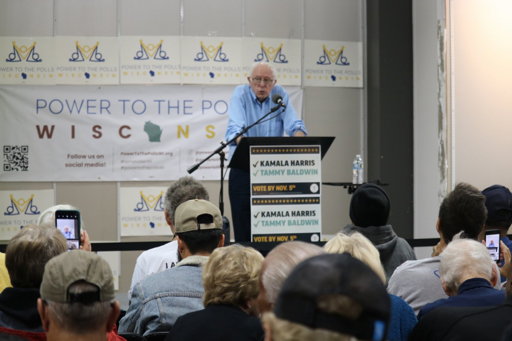 Senator Bernie Sanders held a rally in Milwaukee on Oct. 14. Photo by Sophie Bolich.