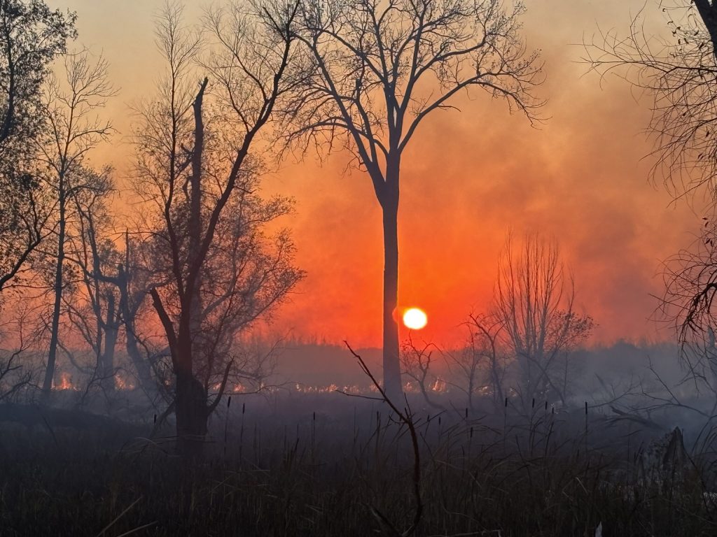 Smoke from the Bass Lake Fire obscures the sun as drought conditions have increased wildfire risk this fall. Photo courtesy of the Wisconsin DNR