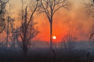 Smoke from the Bass Lake Fire obscures the sun as drought conditions have increased wildfire risk this fall. Photo courtesy of the Wisconsin DNR