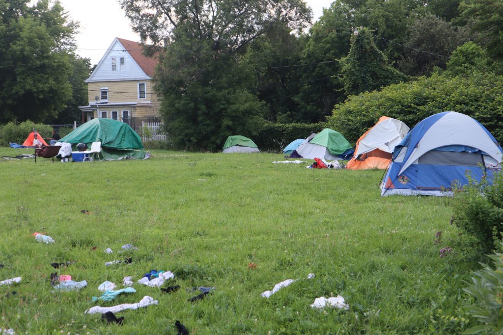 Tents around King Park in Milwaukee. (Photo | Isiah Holmes)