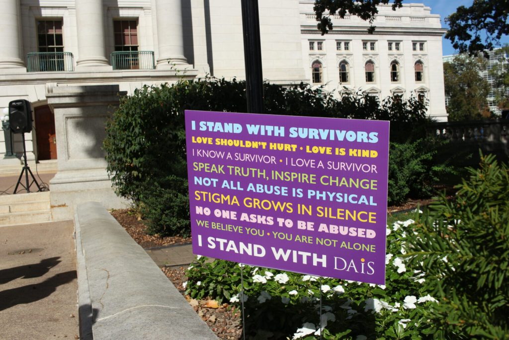 Dane County’s DAIS held an Oct. 1 rally for Domestic Violence Awareness Month. (Henry Redman | Wisconsin Examiner)