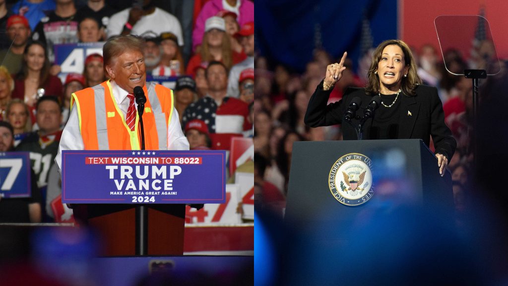 Former President Donald Trump and VP Kamala Harris both held rallies in Wisconsin on Oct. 30, 2024. Joe Schulz/Angela Major/WPR